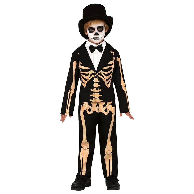 Foto van Halloween - halloween skelet broek met colbert voor kinderen 7-9 jaar (122-134) - carnavalskostuums