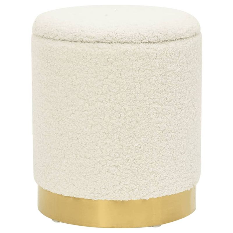 Foto van Vidaxl hocker met opbergruimte rond fleece wit