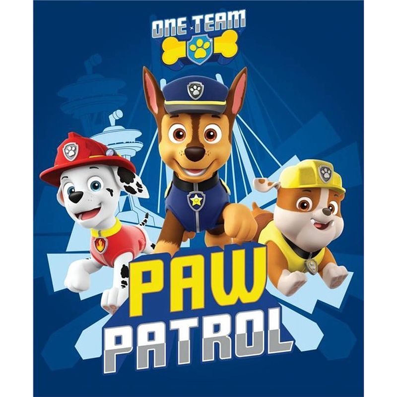 Foto van Paw patrol one team fleece deken plaid 140x100cm blauw