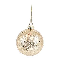 Foto van Kerstbal glitter - champagne - 8 cm