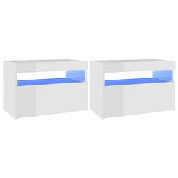 Foto van Vidaxl tv-meubelen 2 st met led-verlichting 60x35x40 cm hoogglans wit