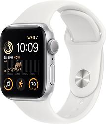 Foto van Apple watch se (2022) 40mm zilver aluminium witte sportband