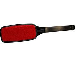 Foto van Kledingborstel/pluizenborstel met roterende kop zwart/rood 26 cm - kledingborstels