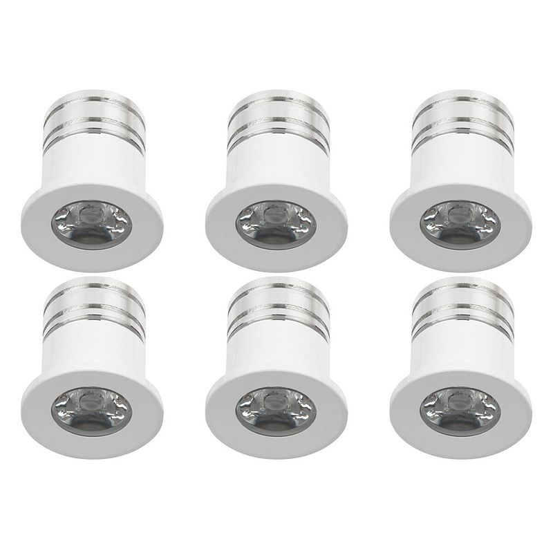 Foto van Led veranda spot verlichting 6 pack - 3w - natuurlijk wit 4000k - inbouw - rond - mat wit - aluminium - ø31mm