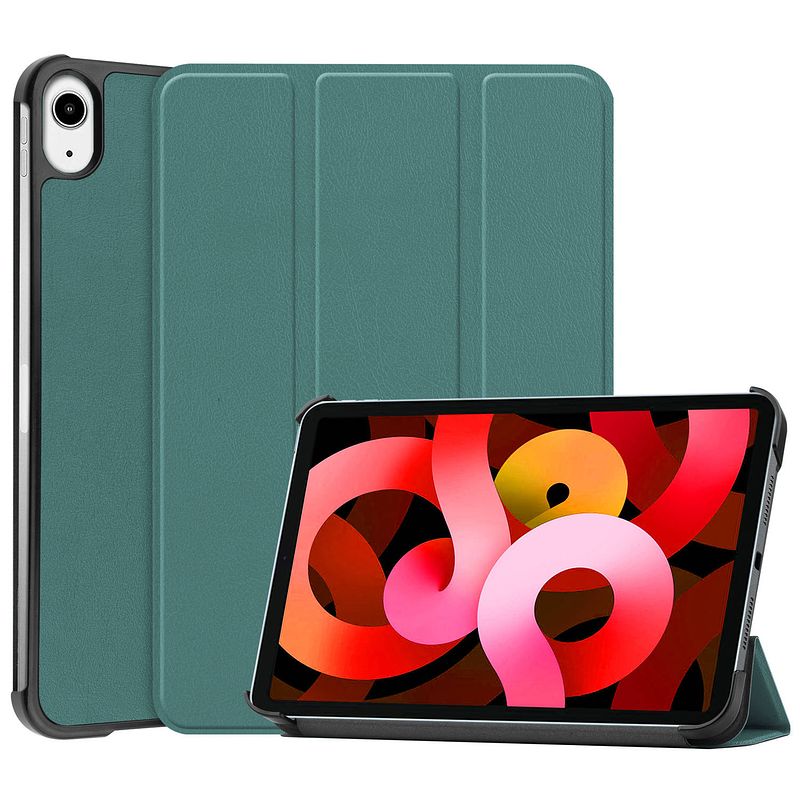 Foto van Basey ipad air 2022 (5e generatie) hoesje kunstleer hoes case cover - donkergroen