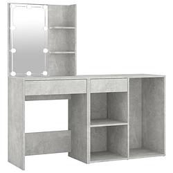 Foto van The living store kaptafel led betongrijs 60x40x140cm - met kast 80x40x75cm