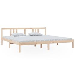 Foto van The living store houten bedframe - 205.5 x 205.5 x 69.5 cm - massief grenenhout - stabiel en comfortabel