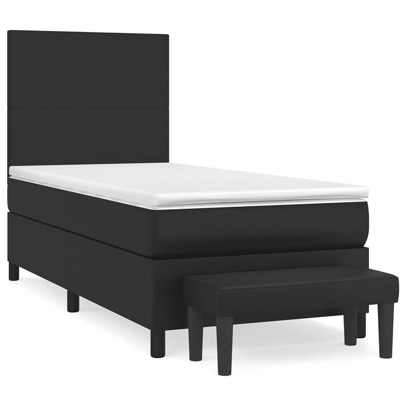 Foto van The living store boxspringbed - naam - bed - 193 x 90 x 118/128 cm - duurzaam kunstleer