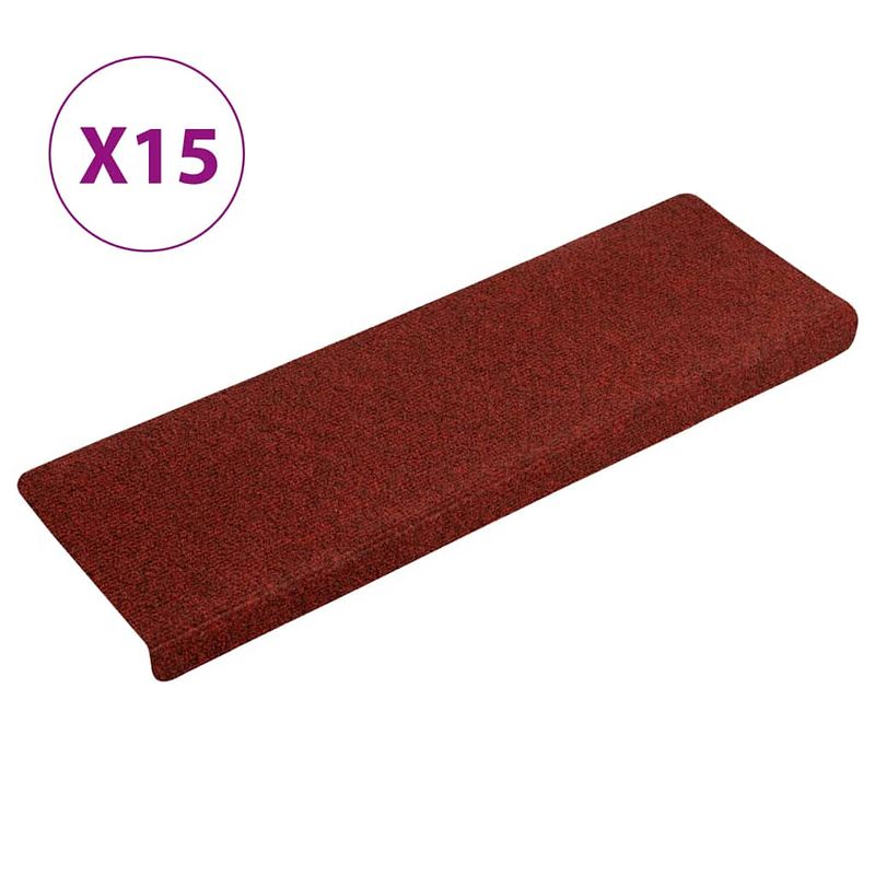 Foto van Vidaxl trapmatten 15 st 65x21x4 cm naaldvilt rood