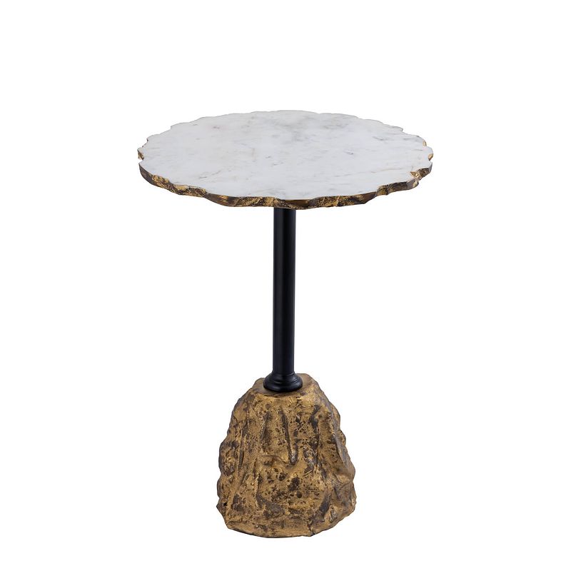 Foto van Ptmd alexa white marble side table with iron gold base