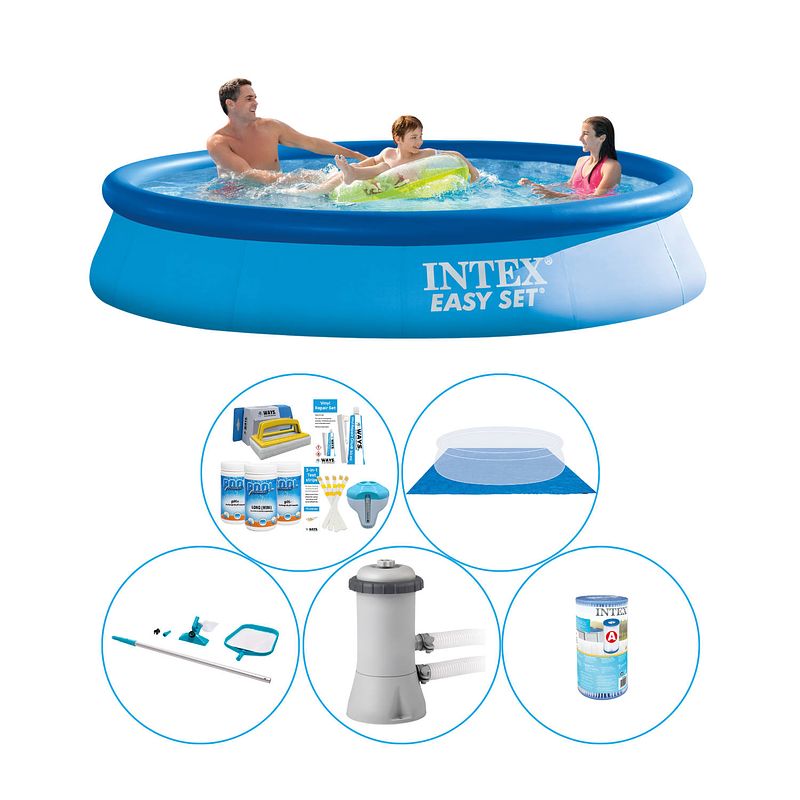 Foto van Intex easy set rond 366x76 cm - 6-delig - zwembad combi deal