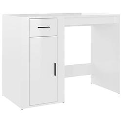 Foto van The living store bureau - hoogglans wit - 100x49x75cm - duurzaam materiaal - voldoende opbergruimte - praktische deur -