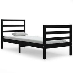 Foto van Vidaxl bedframe massief grenenhout zwart 90x190 cm 3ft single