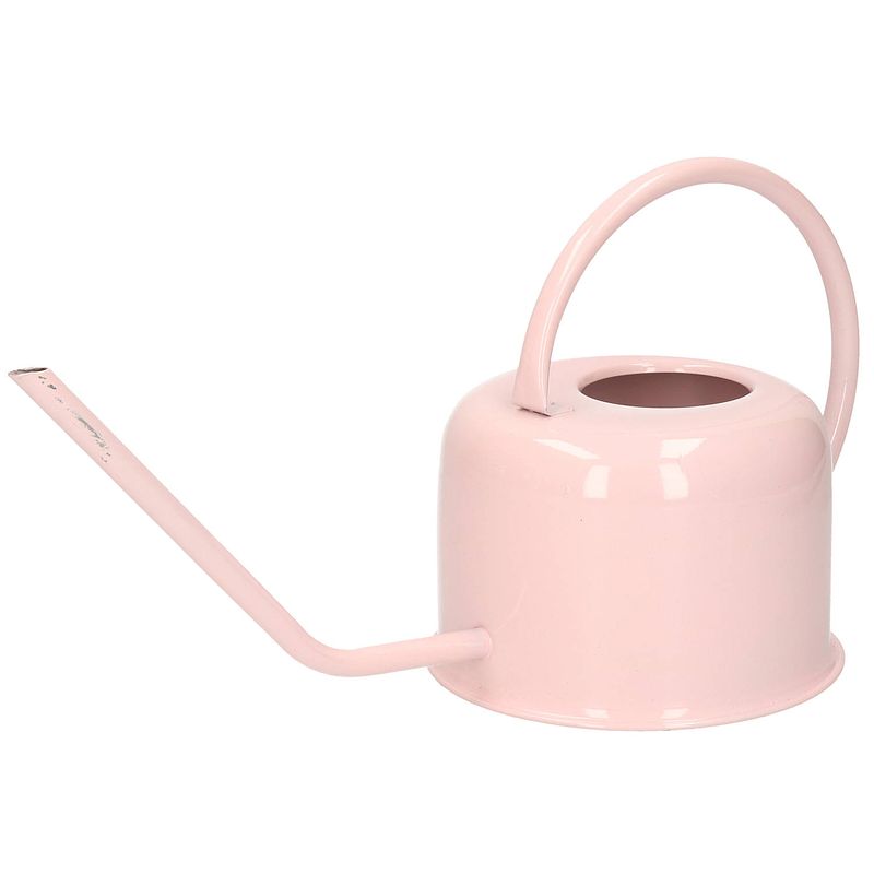 Foto van Retro metalen / rvs gieter roze voor binnen 1100 ml - gieters