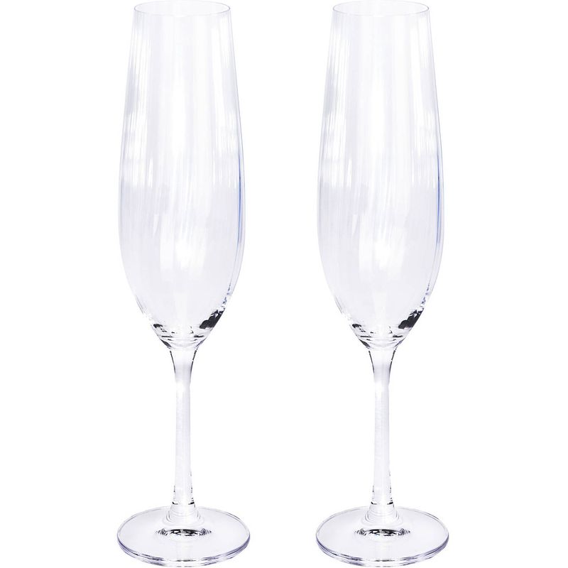 Foto van 2x champagneglazen/flutes 26 cl/260 ml van kristalglas - kristalglazen - champagneglas