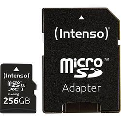 Foto van Intenso premium microsdxc-kaart 256 gb class 10, uhs-i incl. sd-adapter