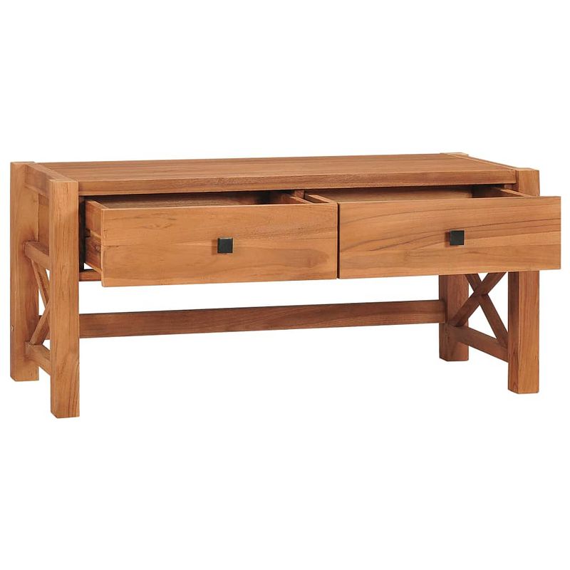 Foto van The living store houten tv-meubel - naturel - 100 x 40 x 45 cm - gerecycled teakhout