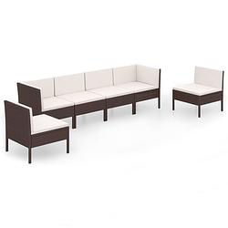 Foto van Vidaxl 6-delige loungeset met kussens poly rattan bruin