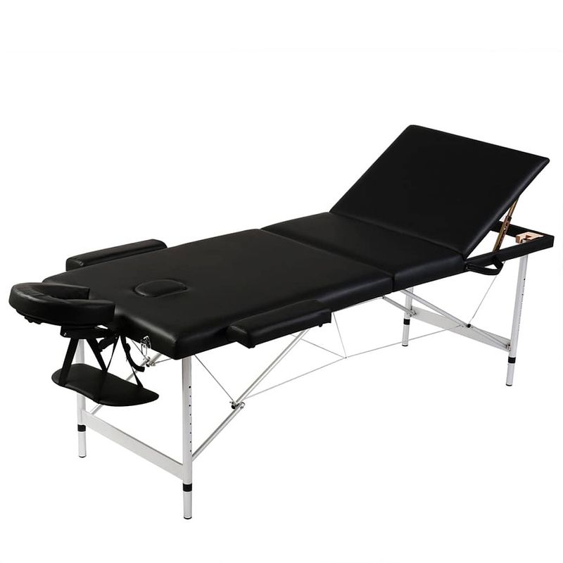 Foto van Inklapbare massagetafel 3 zones met aluminium frame (zwart)