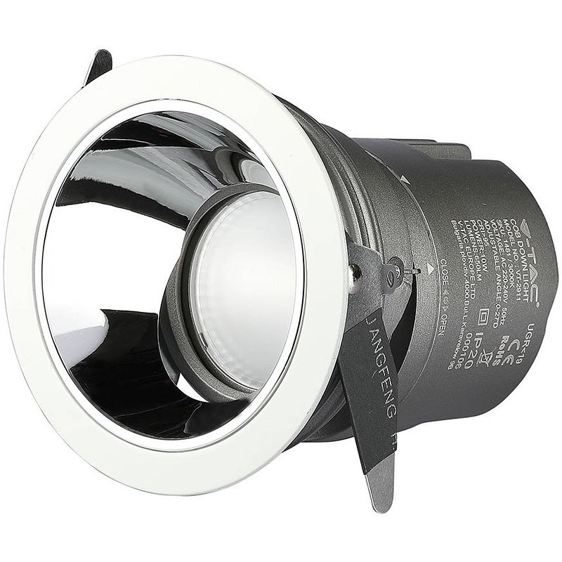 Foto van V-tac plafondspot vt-2911 led 10w 4000k 650lm rond grijs/wit