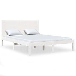 Foto van Vidaxl bedframe massief grenenhout wit 90x200 cm