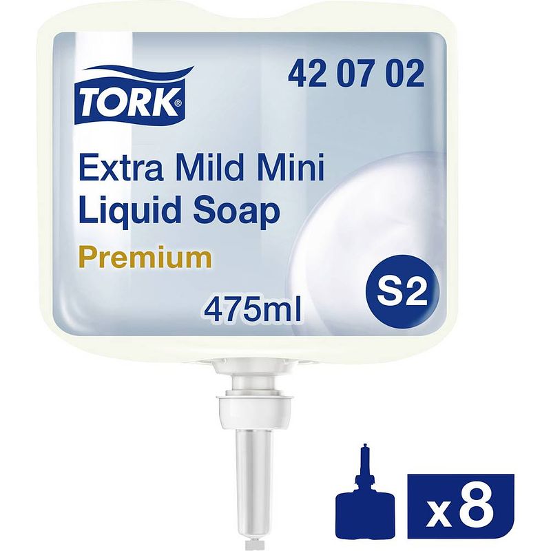 Foto van Tork extra mild mini 420702 vloeibare zeep 475 ml 8 stuk(s)