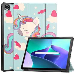 Foto van Basey lenovo tab m10 plus (3e gen) hoesje kunstleer hoes case cover - unicorn