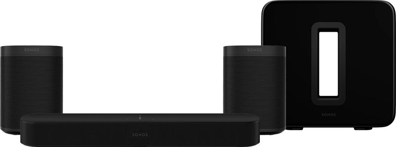 Foto van Sonos beam gen2 zwart 5.1 + one (2x) + sub g3