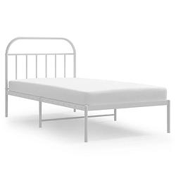 Foto van Vidaxl bedframe met hoofdbord metaal wit 100x190 cm