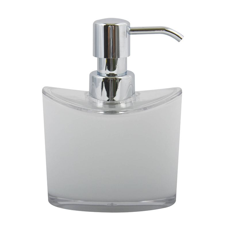 Foto van Msv zeeppompje/dispenser aveiro - ps kunststof - wit/zilver - 11 x 14 cm - 260 ml - zeeppompjes