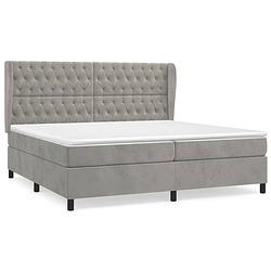 Foto van The living store boxspring met matras fluweel lichtgrijs 200x200 cm - bed