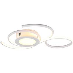 Foto van Led plafondlamp - plafondverlichting - trion jivino - 36w - aanpasbare kleur - dimbaar - rond - mat wit - aluminium