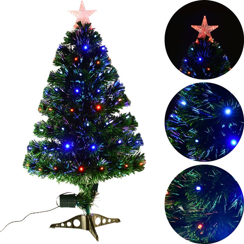 Foto van Kunstkerstboom met glasvezel verlichting en decoratie - kerstboom - kerst - led - 90 cm