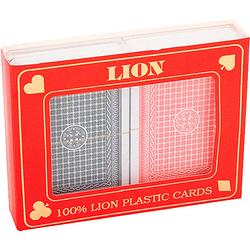 Foto van Speelkaartenset lion 100% plastic duobox, poker