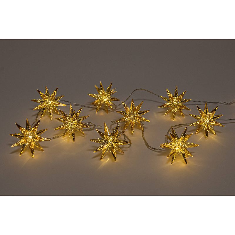 Foto van Anna collection verlichting met 10 3d sterren- 150 cm- goud -warm wit - lichtsnoeren