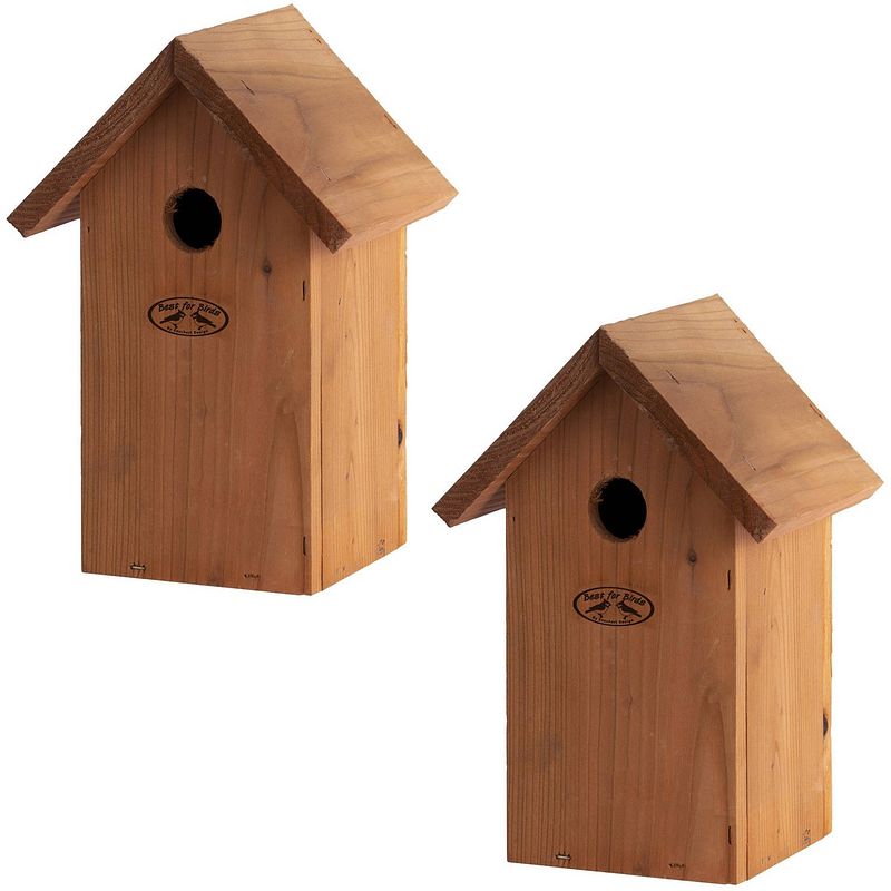 Foto van 2x vogelhuisjes/nestkastjes pimpelmees 25.7 cm - vogelhuisjes