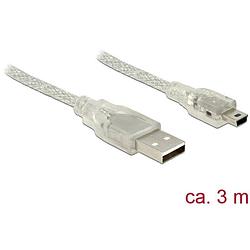 Foto van Delock usb-kabel usb 2.0 usb-a stekker, usb-mini-b stekker 3.00 m transparant met ferrietkern 83908