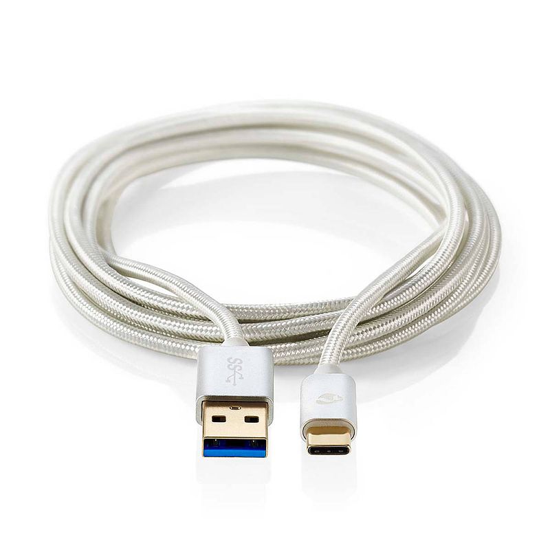 Foto van Nedis usb-kabel - aluminium - 2.00 m