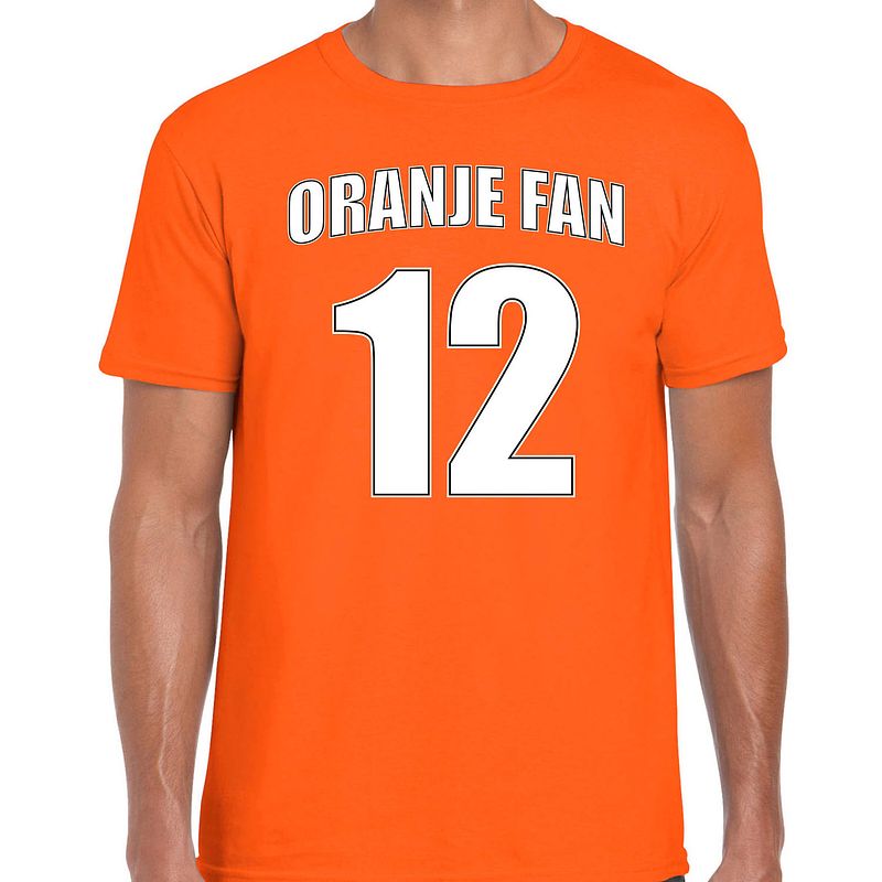 Foto van Oranje fan shirt / kleding oranje fan nummer 12 voor ek/ wk voor heren xl - feestshirts