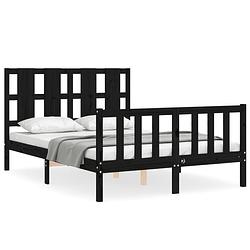 Foto van The living store bedframe - massief grenenhout - 195.5 x 125.5 x 100 cm - zwart