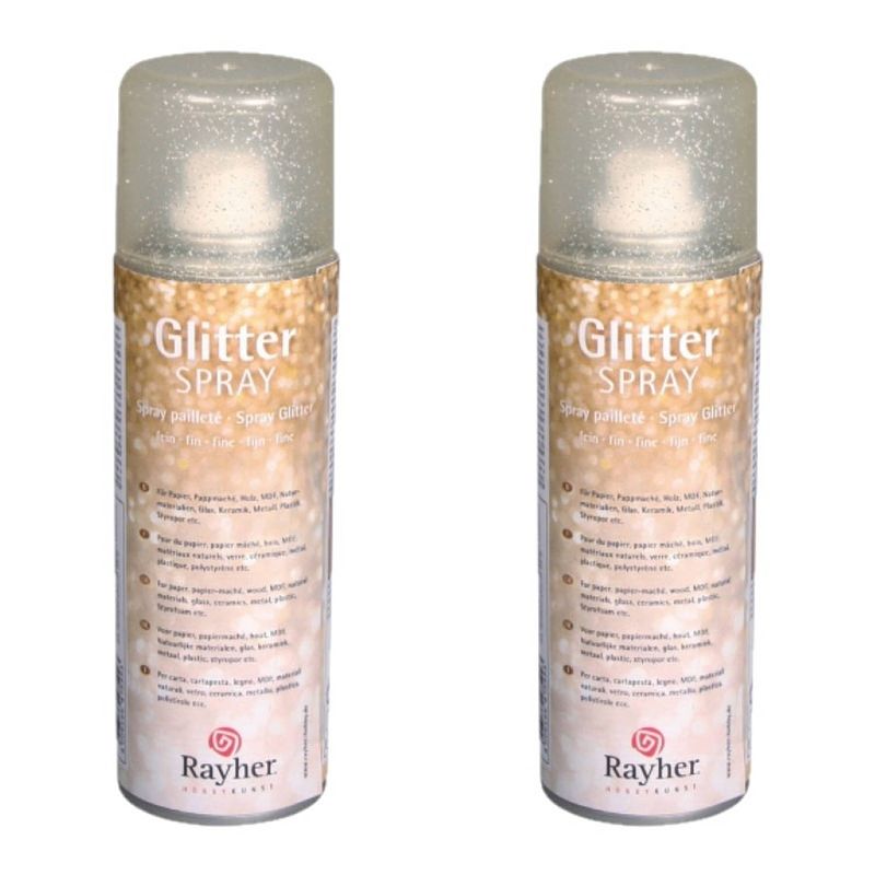 Foto van Set van 2x stuks fijne glitterspray goud - hobbyverf