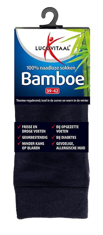 Foto van Lucovitaal bamboe lange sokken blauw 39-42