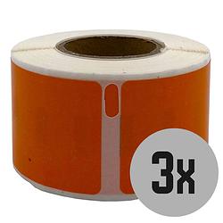 Foto van Dula dymo compatible labels - oranje - 99010 - s0722370 - adresetiketten - 3 rollen - 28 x 89 mm - 130 labels per rol