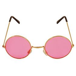 Foto van Roze hippie flower power zonnebril met ronde glazen - verkleedbrillen