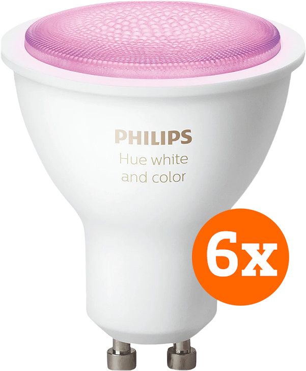 Foto van Philips hue white and color gu10  6-pack