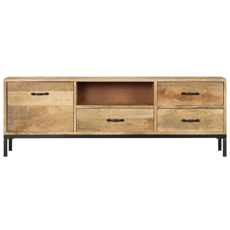 Foto van The living store tv-kast antieke stijl - massief mangohout - 130x30x45 cm - 3 lades