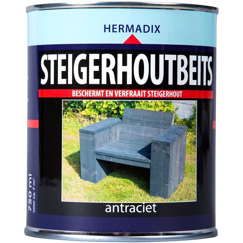 Foto van Hermadix - steigerh beits antrac 750 ml