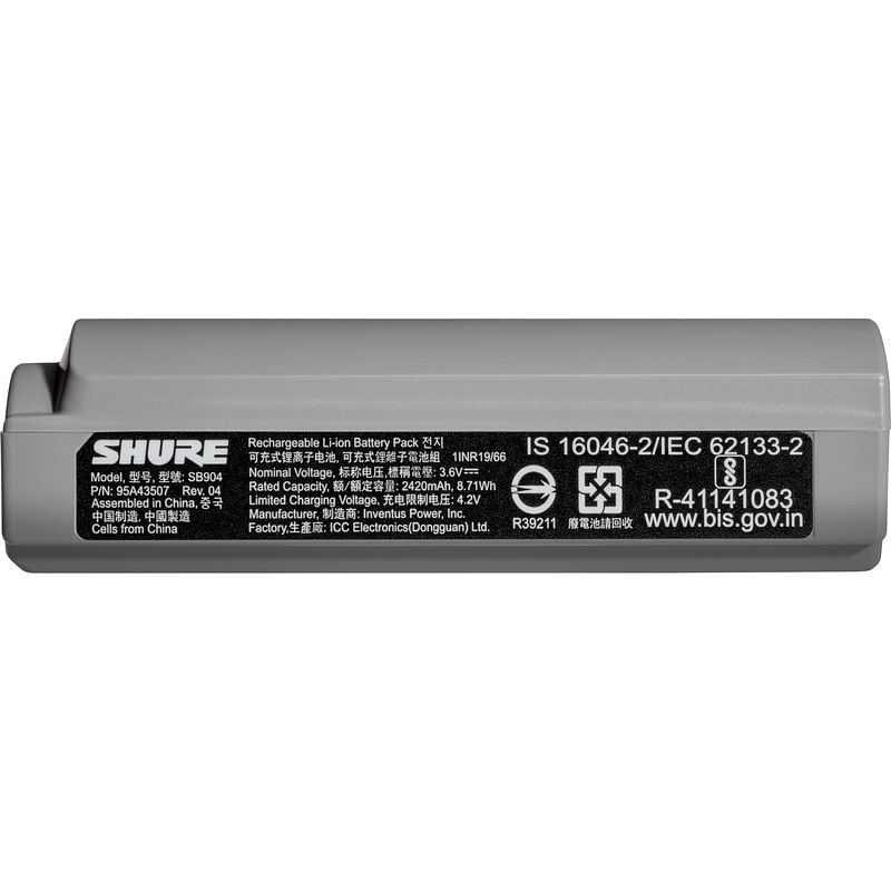 Foto van Shure sb904 lithium-ion oplaadbare accu