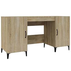 Foto van The living store bureau sonoma eiken - 140 x 50 x 75 cm - multifunctioneel - voldoende opbergruimte