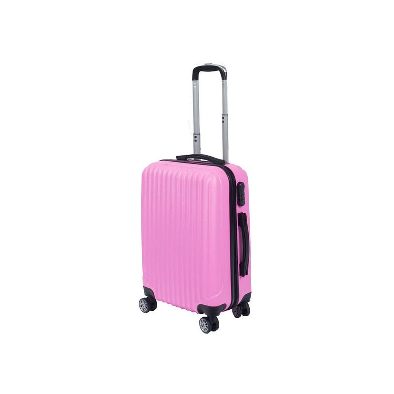 Foto van Handbagage koffer 55cm roze 4 wielen trolley met pin slot